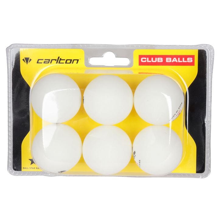Carlton  White Club Table Tennis Balls 6 Pack , Sports Direct