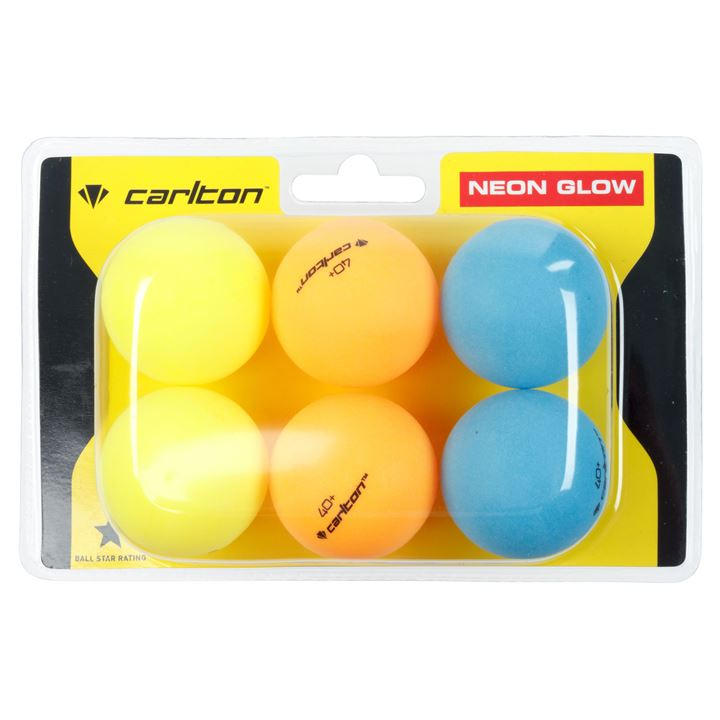 Carlton  Yellow Neon Glow Table Tennis Balls 6 Pack , Sports Direct