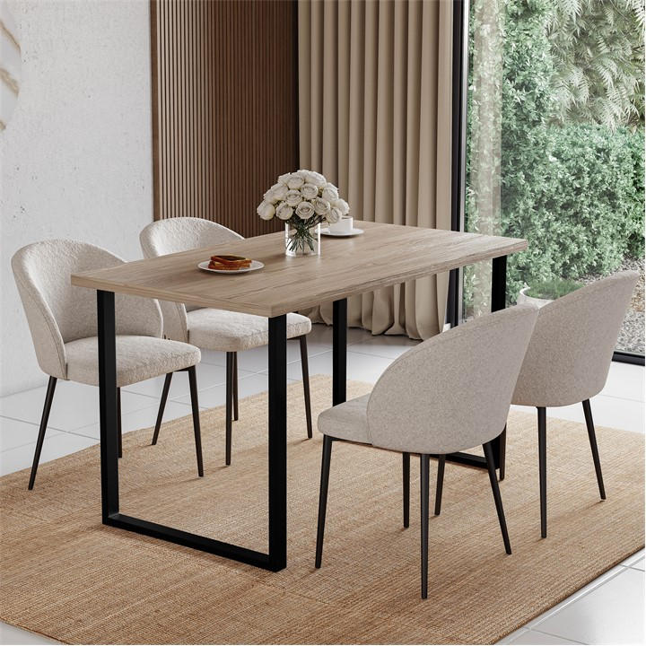 Lassic  Beige  Dining Table With U Shape Legs in Size 4 Seater, Sports Direct