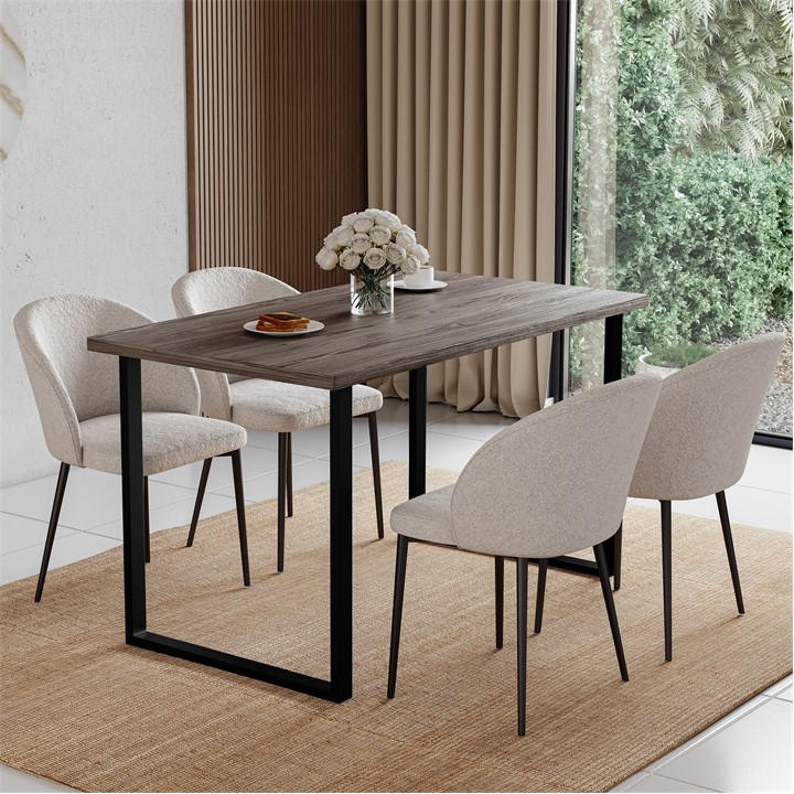 Lassic  Brown  Dining Table With U Shape Legs in Size 4 Seater, Sports Direct