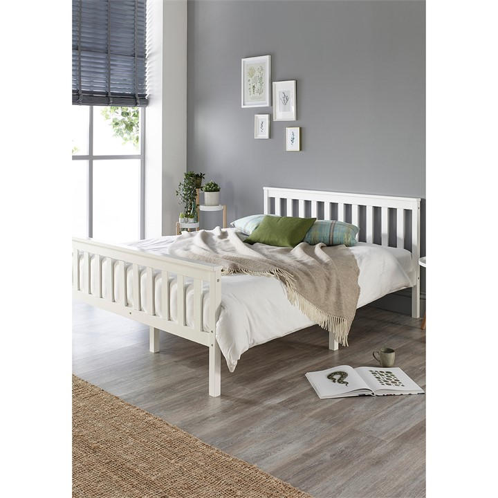 Aspire  White Atlantic Wooden Bed in Size Superking, Sports Direct