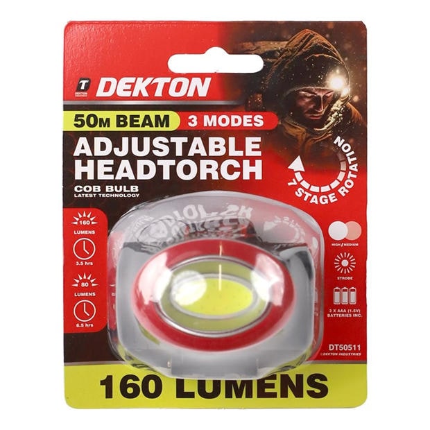 Red & Black - Dekton - Dekton COB LED Adjustable Head Torch