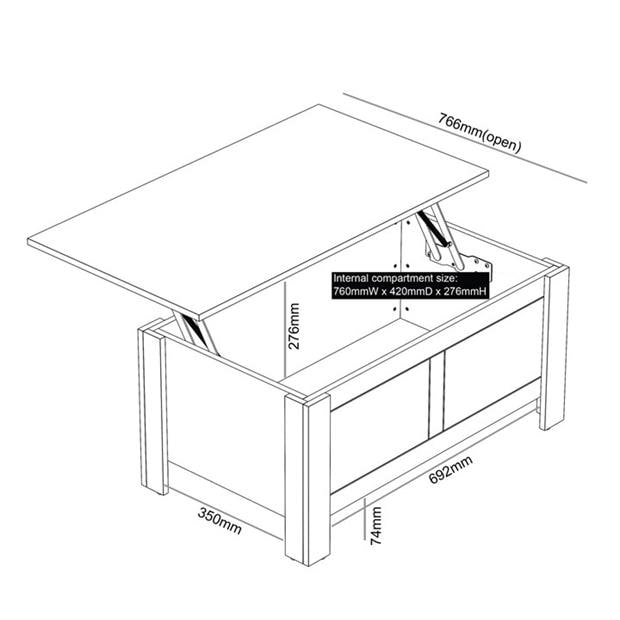Grey - Jack Wills - Sherbourne Lift Top Coffee Table