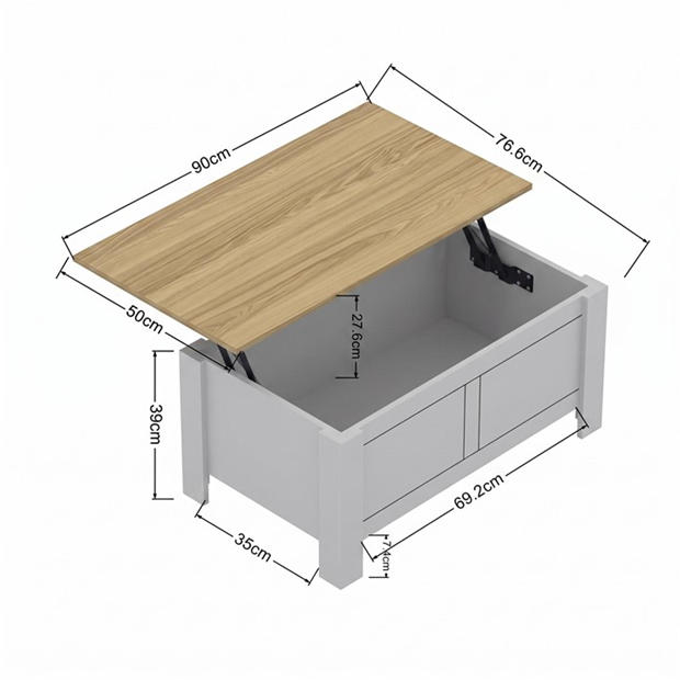 Grey - Jack Wills - Sherbourne Lift Top Coffee Table