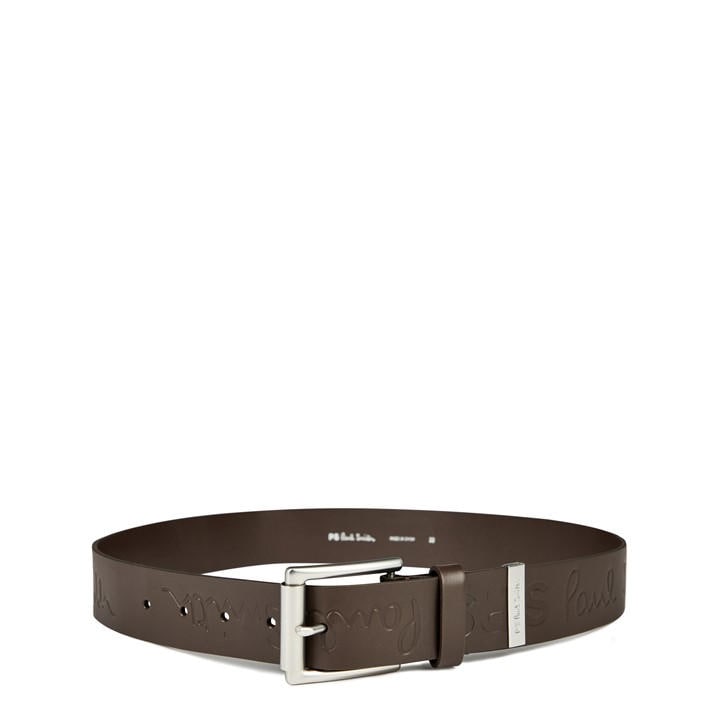 Ps Paul Smith Men's Brown Embossed Leather Belt in Size 80, Sports Direct