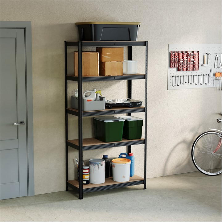Lassic  Black Home Vida 5 Tier Garage Shelf, Large in Size L, Sports Direct