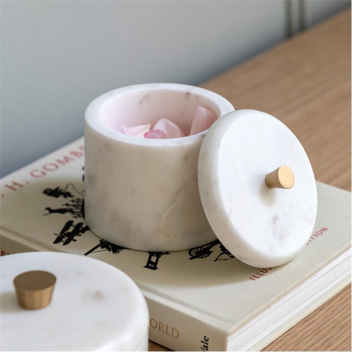 Gallery  White Veta Marble Rounded Box, Sports Direct