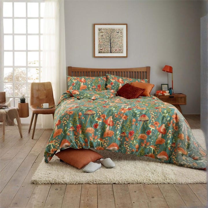 Deyongs  Green Mushroom Duvet Cover in Size Double, Sports Direct