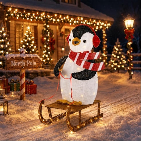 The Spirit Of Christmas - Outdoor Skiing Penguin Light