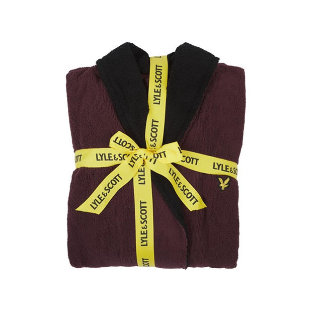 Winetasting/Blk - Lyle and Scott - Men's Contrast Trim Absorbent Towel Dressing Gown