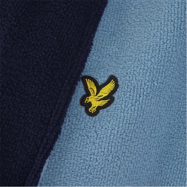 Blue/Peacoat - Lyle and Scott - Men's Contrast Trim Absorbent Towel Dressing Gown