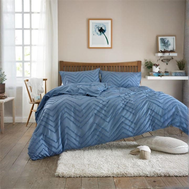 Deyongs  Blue Zig Zag Duvet Cover in Size Superking, Sports Direct