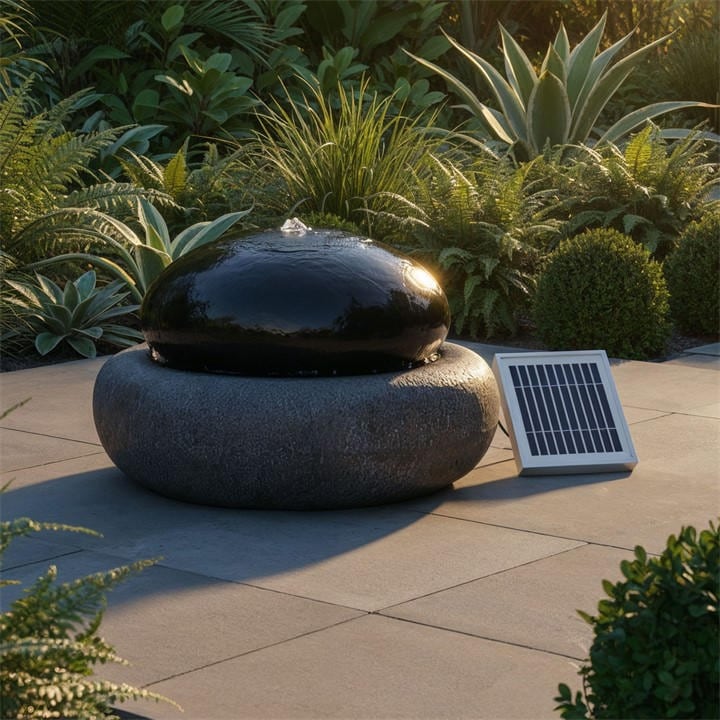 Streetwize  Black Solar Pebble Fountain Battery Backup Water Feature, Sports Direct