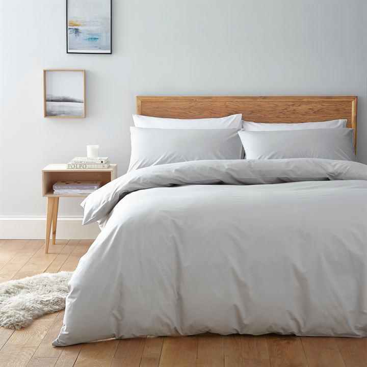 Linea  Grey Egyptian 200 Thread Count Duvet Cover in Size Superking, Sports Direct