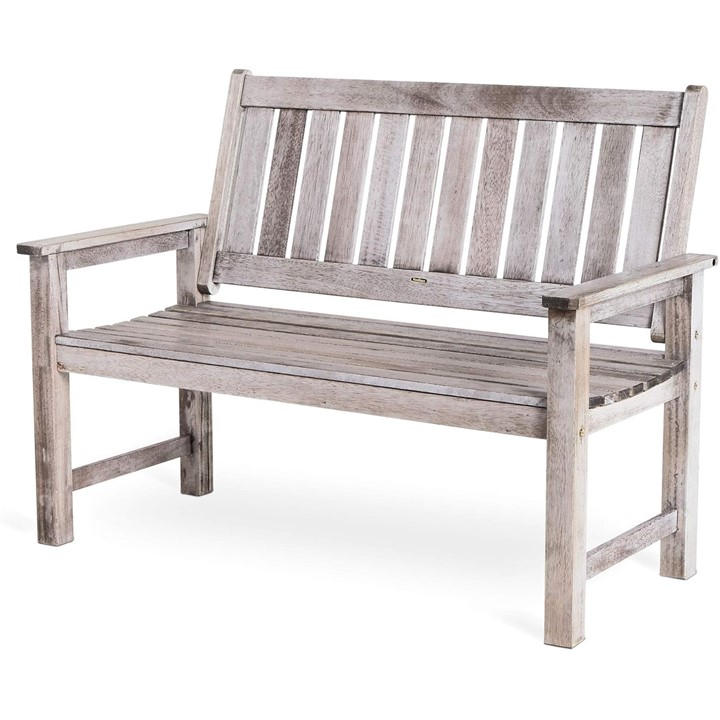 Vonhaus  Grey 2 Seater Wooden Garden Bench, Sports Direct