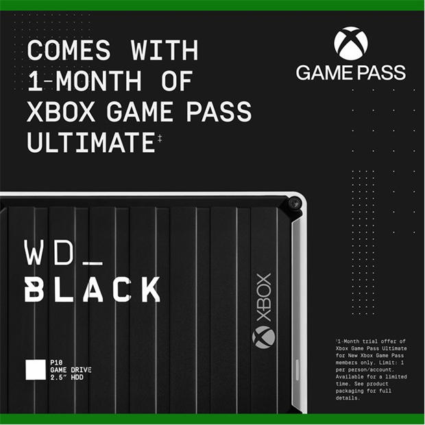 Black - Western Digital - WD 4TB Portable Gaming Hard Drive - Includes 1 month Xbox Pass Ultimate