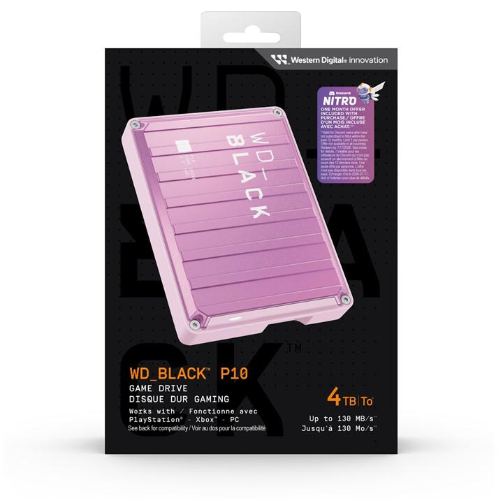 Western Digital  Pink Wd_black P10 4Tb (Pink) Game Drive Portable External Hard Drive, Sports Direct