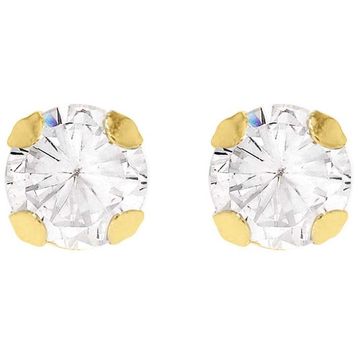 Be You Women's Gold 9Ct Round Cz Studs in Size 6mm, Sports Direct
