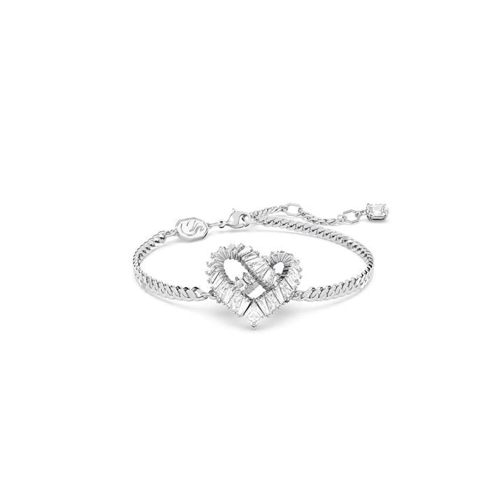 Swarovski Women's Silver Matrix Bracelet, Heart, White, Rhodium Plated, Sports Direct