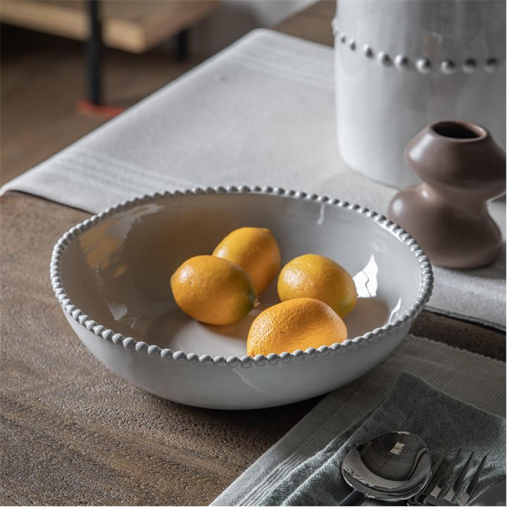 Gallery  White Organic Beaded Pasta Bowl (4Pk), Sports Direct