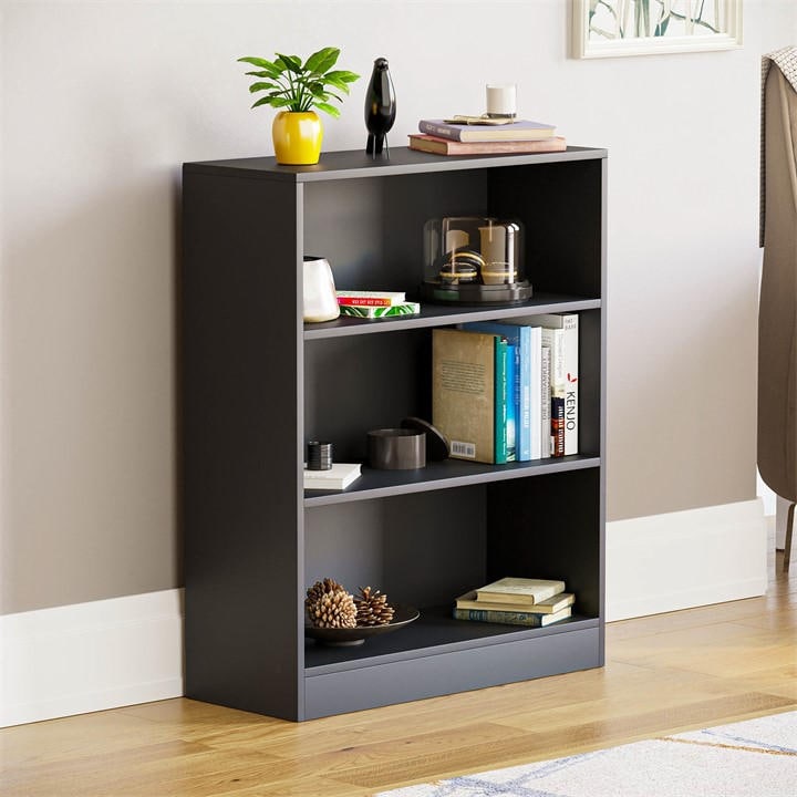 Lassic  Black Vida Designs Cambridge 3 Tier Low Bookcase, Sports Direct