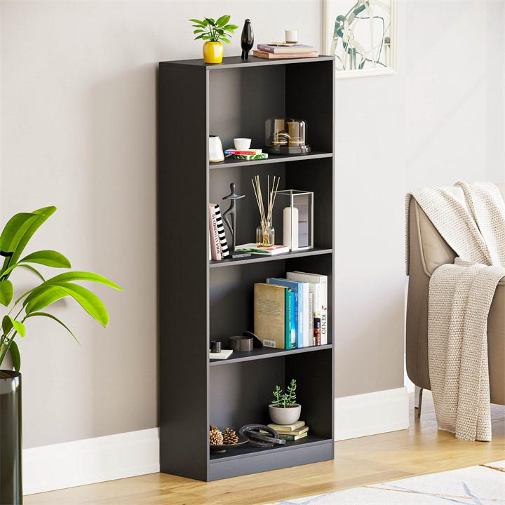 Lassic  Black Vida Designs Cambridge 4 Tier Large Bookcase, Sports Direct
