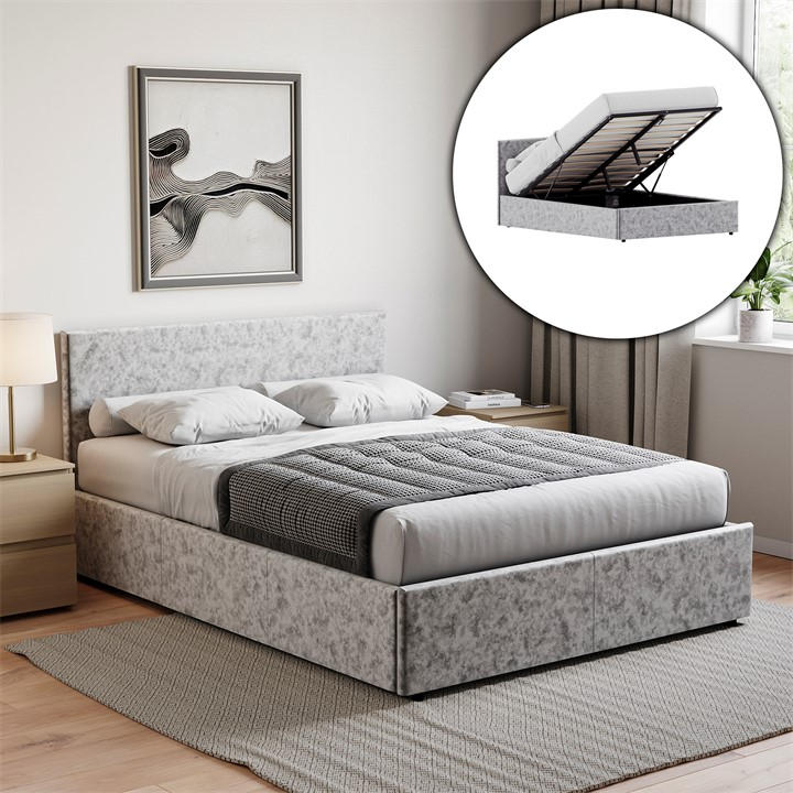 Lassic  Silver Vida Designs Veronica King Size Ottoman Bed Ukfr, Sports Direct