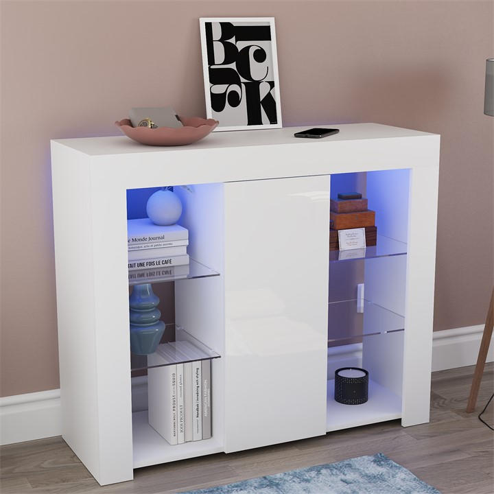 Photos - Storage Сabinet Lassic Azura 1 Door Multi LED Sideboard Large - White