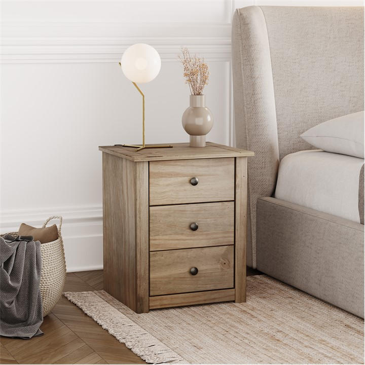 Lassic  Beige Vida Designs Panama 3 Drawer Bedside Chest, Sports Direct
