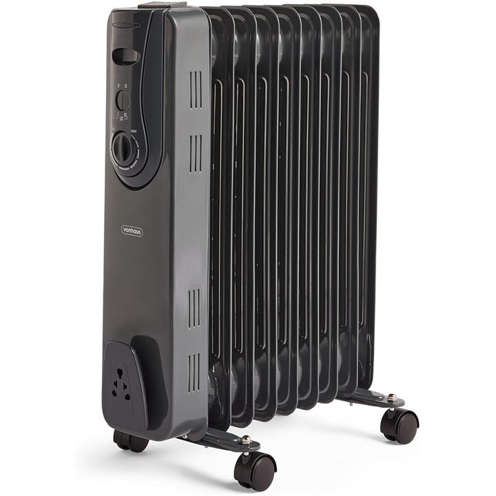 Vonhaus  Black 9 Fin 2000W Oil Filled Radiator, Sports Direct