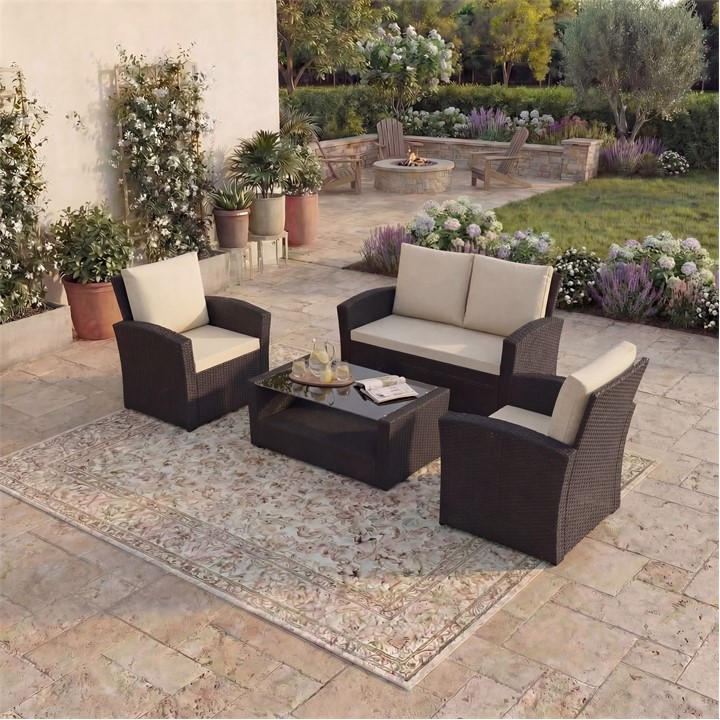 Lassic  Brown Garden Vida Mylor  Rattan Set in Size 4 Seater, Sports Direct