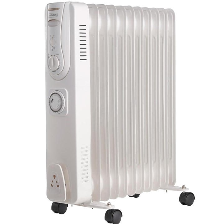 Vonhaus  White 11 Fin Oil Filled Radiator With Timer, Sports Direct