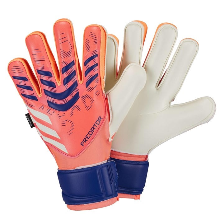 Adidas  Orange Predator Match Fingersave Goalkeeper Gloves  in Size 8, Sports Direct