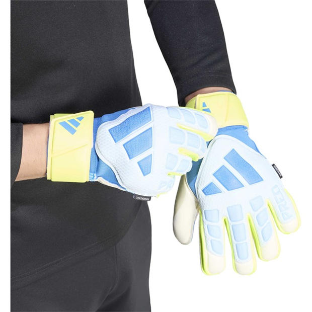 Blue/Yellow - adidas - Predator Match Fingersave Goalkeeper Gloves Adults
