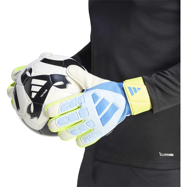 Blue/Yellow - adidas - Predator Match Fingersave Goalkeeper Gloves Adults