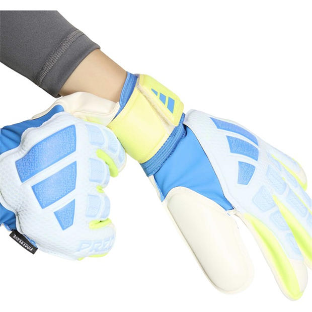 Blue/Yellow - adidas - Predator Match Fingersave Goalkeeper Gloves Juniors