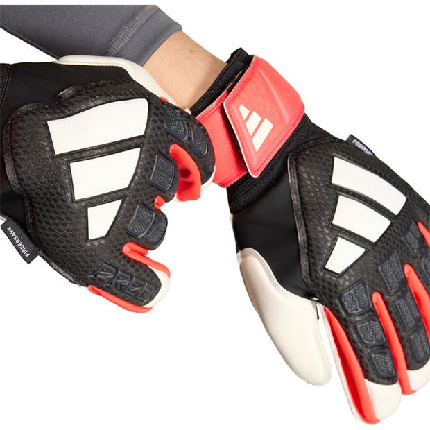 Black/Red - adidas - Predator Match Fingersave Goalkeeper Gloves Juniors