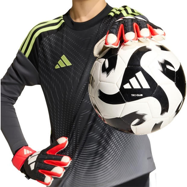 Black/Red - adidas - Predator Match Fingersave Goalkeeper Gloves Juniors