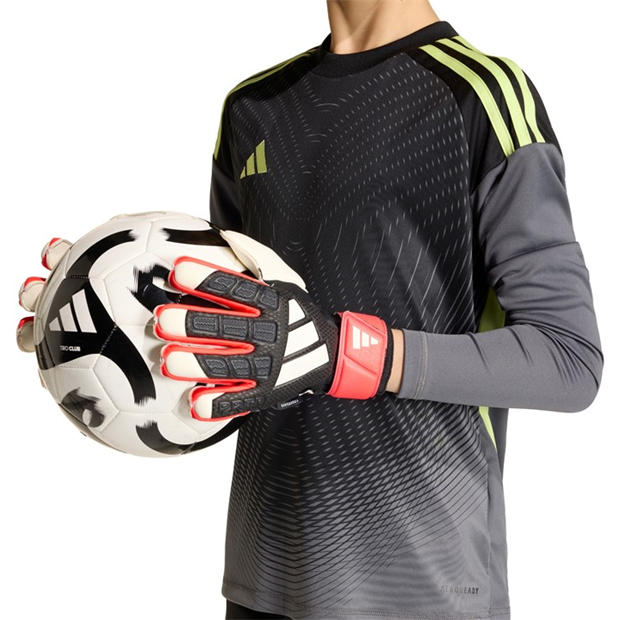Black/Red - adidas - Predator Match Fingersave Goalkeeper Gloves Juniors