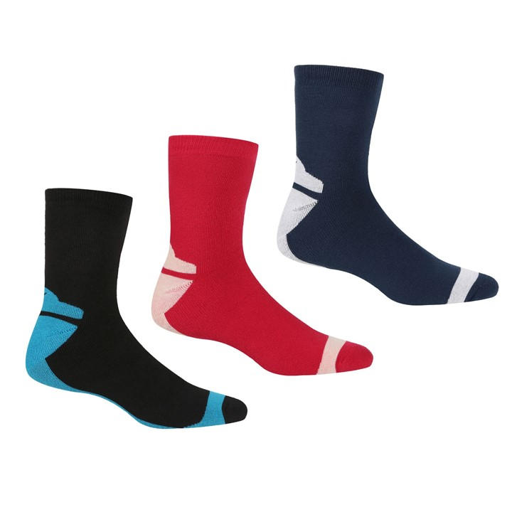 Regatta Women's Jet Black 3 Pair Outdoor Lifestyle Sock In | Size: 3-5 - Image 4