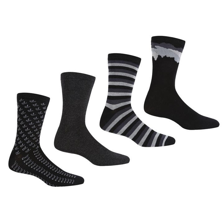 Regatta Men's Black 4 Pack Lifestyle Socks in Size 6 - 8, Sports Direct
