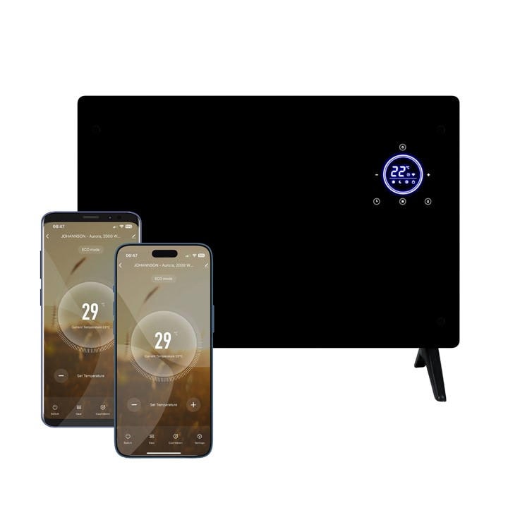 Dmd Collective  Black 2000W Electric Glass Panel Heater - Wifi Control, Sports Direct