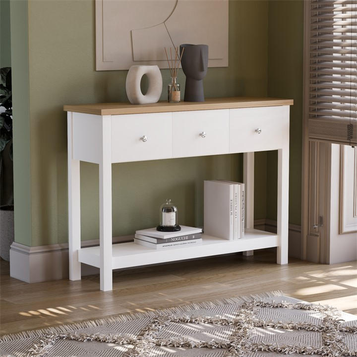 Lassic  White Vida Designs Arlington 3 Drawer Console Table, Sports Direct
