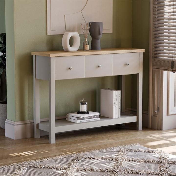 Lassic  Grey Vida Designs Arlington 3 Drawer Console Table, Sports Direct