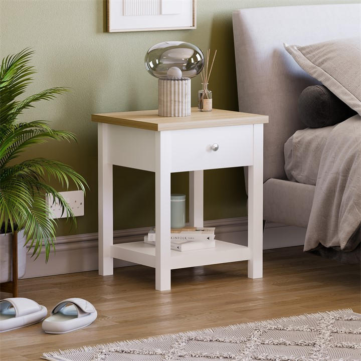 Lassic  White Vida Designs Arlington 1 Drawer Side Table, Sports Direct