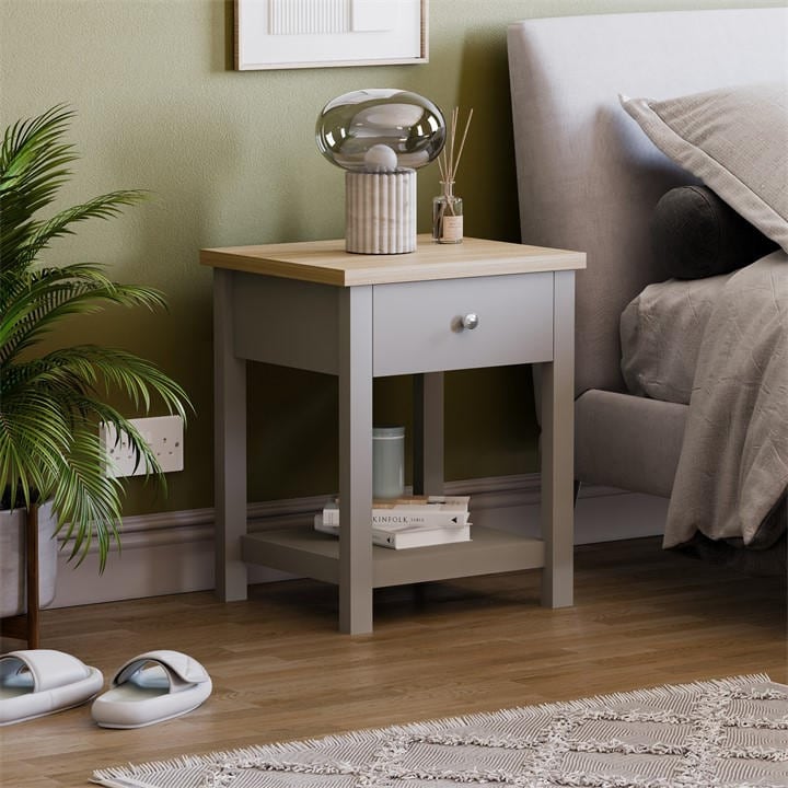 Lassic  Grey Vida Designs Arlington 1 Drawer Side Table, Sports Direct