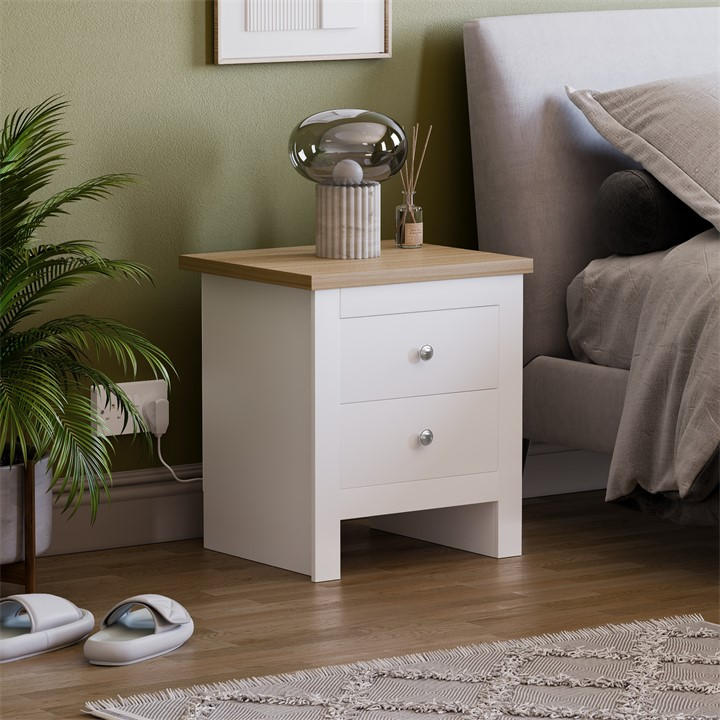Lassic  White Vida Designs Arlington 2 Drawer Bedside Chest, Sports Direct