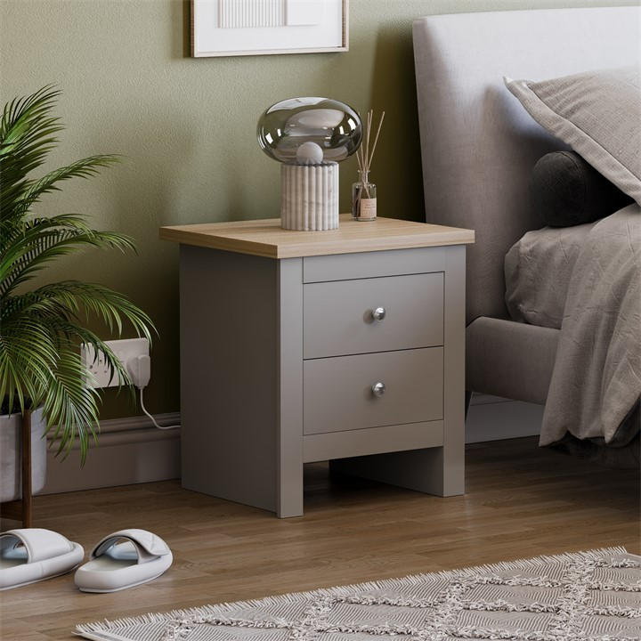 Lassic  Grey Vida Designs Arlington 2 Drawer Bedside Chest, Sports Direct