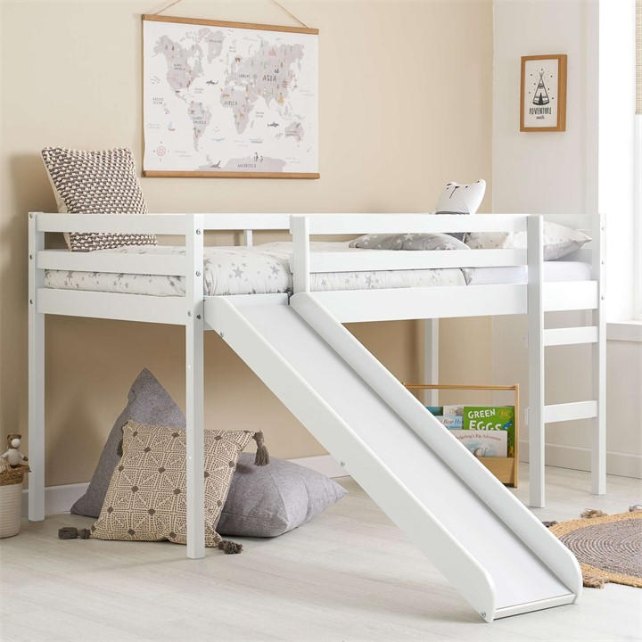 Birlea  Kids White Frankie Midi Sleeper With Slide, Sports Direct
