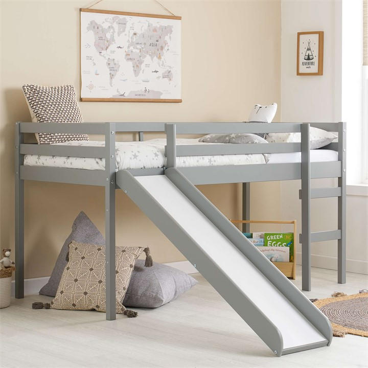 Birlea  Kids Grey Frankie Midi Sleeper With Slide, Sports Direct